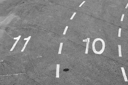 numbered lanes on tarmacの写真素材