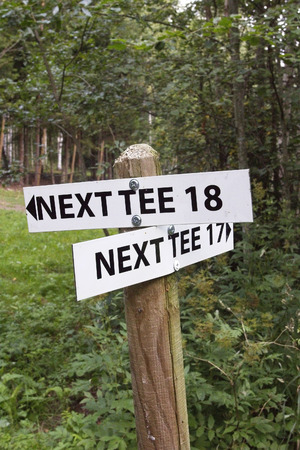 the last tee signs at golf courseの写真素材