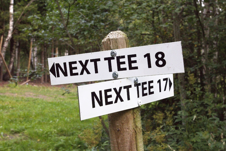 the last tee signs at golf courseの写真素材