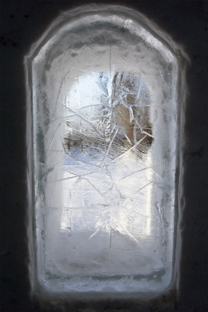 Snow church window made of ice, Lappeenranta Finlandの写真素材