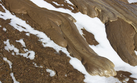 melting mud in sunny spring daylight