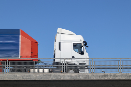 truck traffic on a highway, Finlandの写真素材