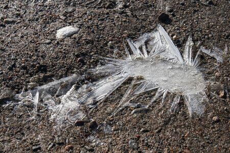 frozen puddle in the ground