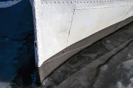 ship bow frozen in iceの写真素材