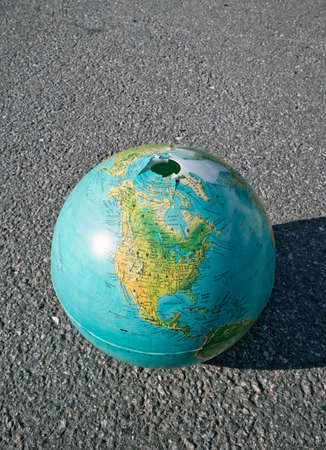 damaged old world globe mapの写真素材