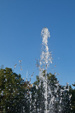 fountain in a city park, Oulu Finlandの写真素材
