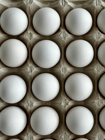 White eggs in a carton box. Seamless pattern.