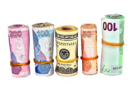 isolated Turkish Lira and dollarの写真素材