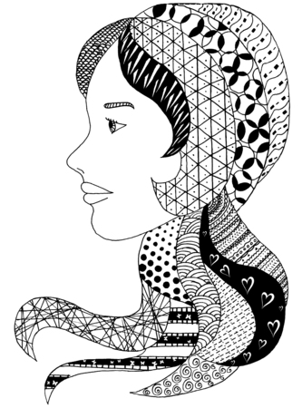 beautiful face of muslim woman, vector illustration