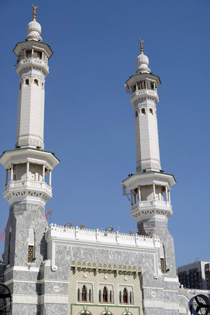 MECCA - FEBRUARY 4: Kaaba minaret on February 4, 2015 in Mecca, Saudi Arabia. Kaaba in Mecca is the holiest and most visited mosque for all Muslims.のeditorial素材