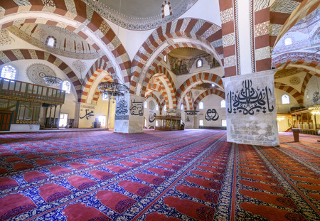 EDIRNE - TURKEY, JULY 12:Interior of the Edirne Old Mosque on july 12, 2016. The Old Mosque is an early 15th century Ottoman mosque in Edirne, Turkeyのeditorial素材