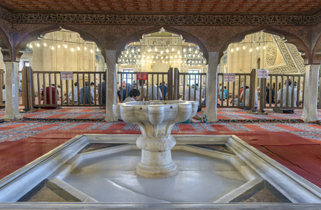 EDIRNE, TURKEY - JULY 12, 2016: People in interior of Selimiye Mosque on July 12, 2016 in Edirne, Turkey. Selimiye Mosque built in 1575 by Architect Sinan with the request of Suleyman the Magnificent.のeditorial素材