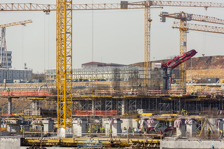 ISTANBUL, TURKEY, FEBRUARY 9: City hospital construction site, February 9, 2018, in Istanbul, Turkey. When the city hospital bits will be Turkey's largest hospital.のeditorial素材