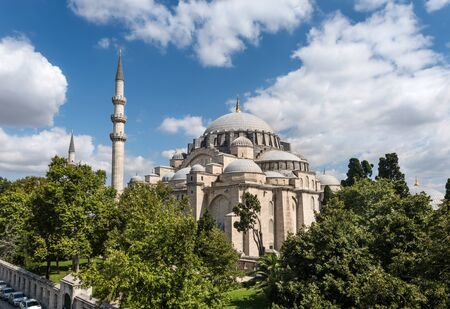 ISTANBUL, TURKEY - AUGUST 12, 2018: A beautiful view of the SÃ¼leymaniye mosque on August 12, 2018...