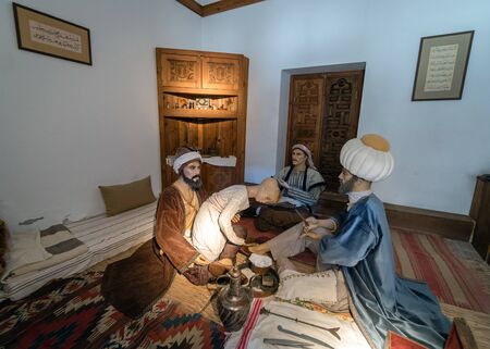 EDIRNE, TURKEY - JULY 12:  Diorama and mannequins showing medieval Islamic medical practices, at a...