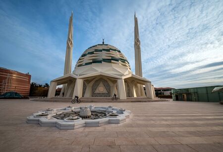ISTANBUL, TURKEY - DECEMBER 21, 2019: Exterior of Marmara University Faculty of Theology Mosque, Turkish name is Ilahiyat Camii, in Uskudar district Istanbul, Turkeyのeditorial素材