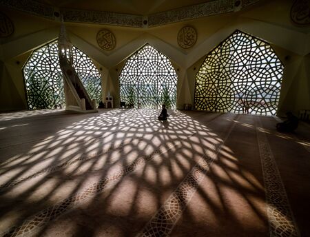 ISTANBUL, TURKEY - DECEMBER 21: Interior view of The Ilahiyat (Theology) Mosque at Altunizade neighborhood of Uskudar District, on December 21, 2019 in Istanbul Turkey.のeditorial素材