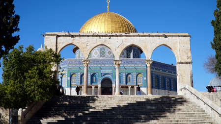 JERUSALEM, ISRAEL - FEBRUARY 1, 2018: Dome of Rock or Qubbat Sakhra in Masjidil Aqsa compound is one of the sacred building for the Jews and Muslim in Israel.のeditorial素材