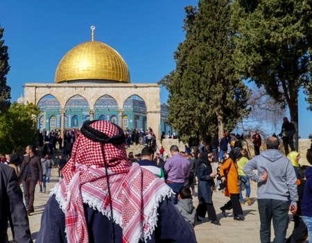 JERUSALEM, ISRAEL - FEBRUARY 2, 2018: Dome of Rock or Qubbat Sakhra in Masjidil Aqsa compound is one...