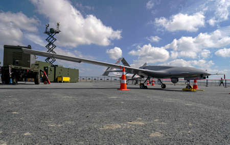 ISTANBUL, TURKEY - SEPTEMBER 22, 2018: Bayraktar, a medium-altitude long-endurance unmanned aerial...