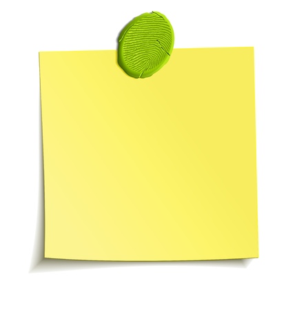 Sheet of paper attached by sticky plasticine like a reminder note. Isolated vector design elementのイラスト素材