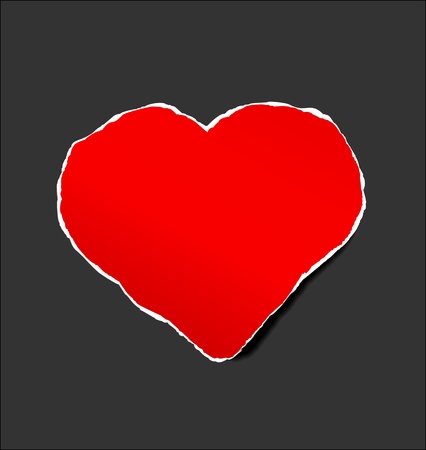 Hand-made red heart of ripped paper のイラスト素材