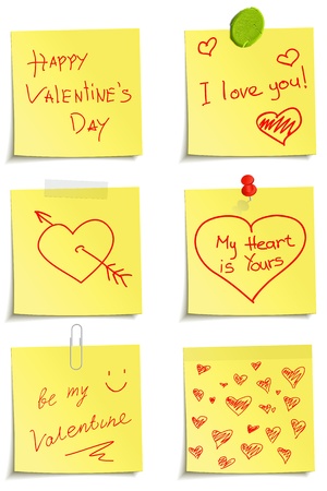 Original handwritten paper notes  to Valentine dayのイラスト素材