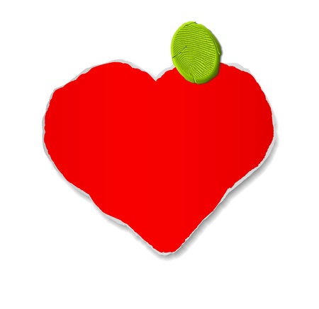 Handmade red heart attached by plasticineのイラスト素材