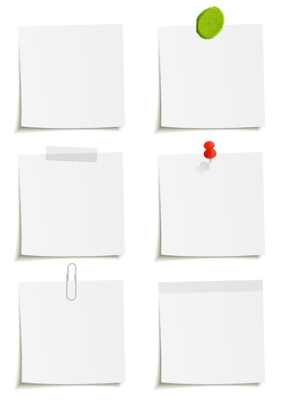 Set of notes: clip, tape, plasticine, sticker, pin attachmentのイラスト素材