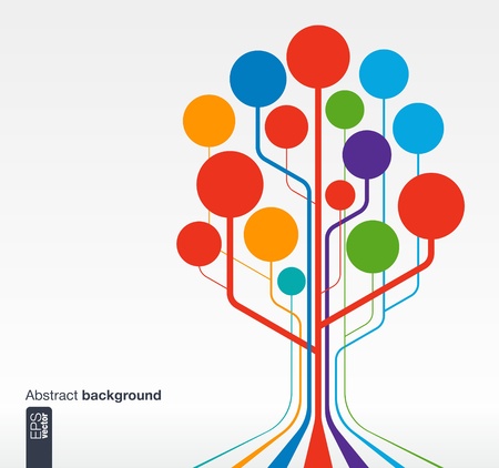Abstract background with lines and circles  Growth tree concept for communication, business, social media, technology, network and web design  Vector illustration のイラスト素材
