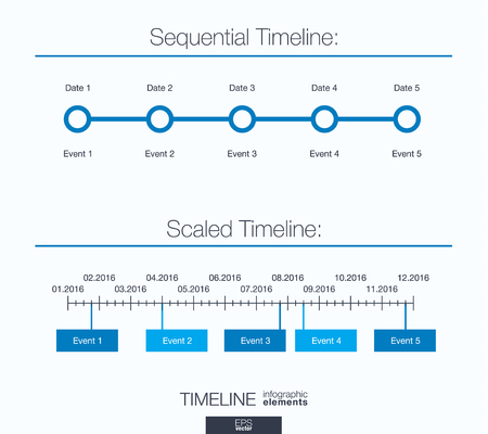 Useful infographic template. Set of graphic design elements: sequential and scaled timeline.のイラスト素材