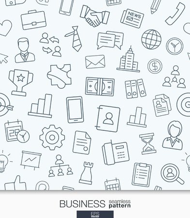 Business strategy wallpaper. Black and white marketing seamless pattern. Tiling textures with thin line web icons set. illustration. Abstract background for mobile app, website, presentation.のイラスト素材
