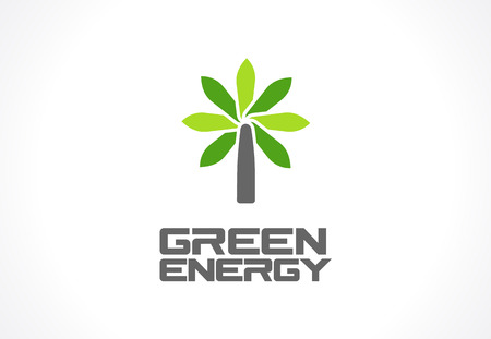 Abstract for business company. Corporate identity design element. Eco green, wind power, environment, growth flower tree idea. Ecology electric generation concept. Colorful Vector iconのイラスト素材