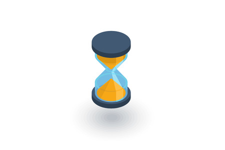 timer, sand hourglass, glass clock isometric flat icon. 3d vector colorful illustration. Pictogram...