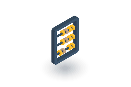 abacus, school education, mathematics or arithmetic isometric flat icon. 3d vector colorful illustration. Pictogram isolated on white backgroundのイラスト素材