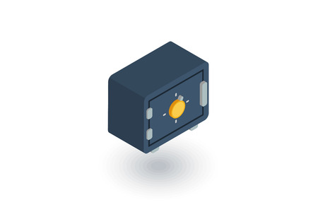 safe, banking money security, cash isometric flat icon. 3d vector colorful illustration. Pictogram isolated on white backgroundのイラスト素材