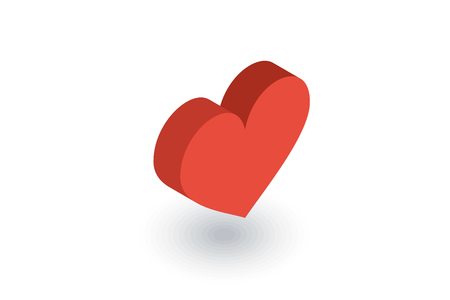 red heart shape isometric flat icon. 3d vector colorful illustration. Pictogram isolated on white backgroundのイラスト素材