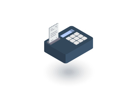 cash register isometric flat icon. 3d vector colorful illustration. Pictogram isolated on white backgroundのイラスト素材