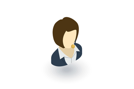 Avatar businesswoman isometric flat icon. 3d vector colorful illustration. Pictogram isolated on white backgroundのイラスト素材