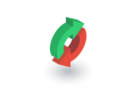 Refresh Arrows, sync, exchange isometric flat icon. 3d vector colorful illustration. Pictogram isolated on white backgroundのイラスト素材