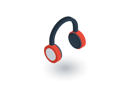 music headphones isometric flat icon. 3d vector colorful illustration. Pictogram isolated on white backgroundのイラスト素材