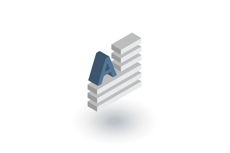 text content, block, newspaper article isometric flat icon. 3d vector colorful illustration. Pictogram isolated on white backgroundのイラスト素材