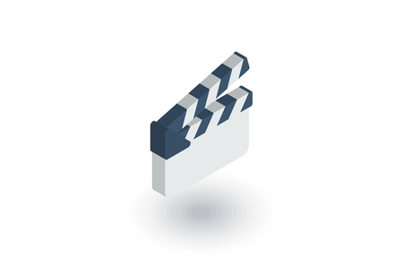 Movie clapperboard isometric flat icon. 3d vector colorful illustration.のイラスト素材