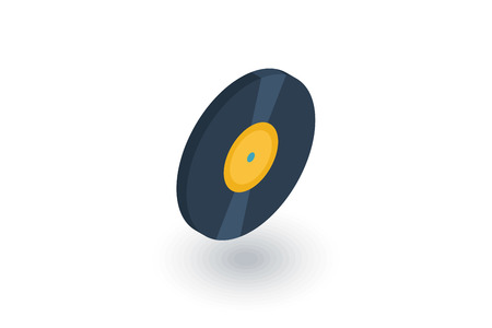 Music, LP, vinyl isometric flat icon. 3d vector colorful illustration.のイラスト素材