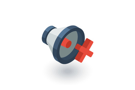 Speaker, mute isometric flat icon. 3d vector colorful illustration.のイラスト素材