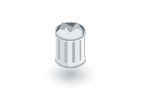 full trash isometric flat icon. 3d vector colorful illustration. Pictogram isolated on white backgroundのイラスト素材