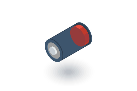 low battery, charge isometric flat icon. 3d vector colorful illustration. Pictogram isolated on white backgroundのイラスト素材