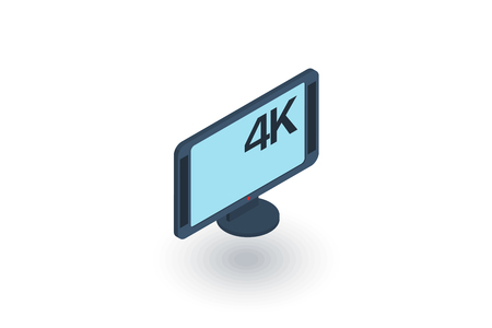 high resolution 4k tv isometric flat icon. 3d vector colorful illustration. Pictogram isolated on white backgroundのイラスト素材