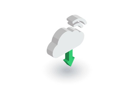 Cloud download, computer technology isometric flat icon.のイラスト素材