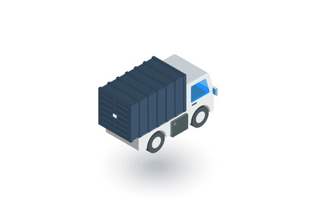 Truck cab, van body, container isometric flat icon. 3d vector colorful illustration.のイラスト素材